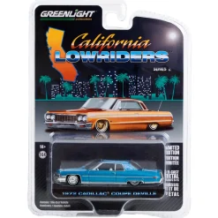 1/64 1972 Cadillac Coupe Deville, Light Blue, California Lowriders Series 2