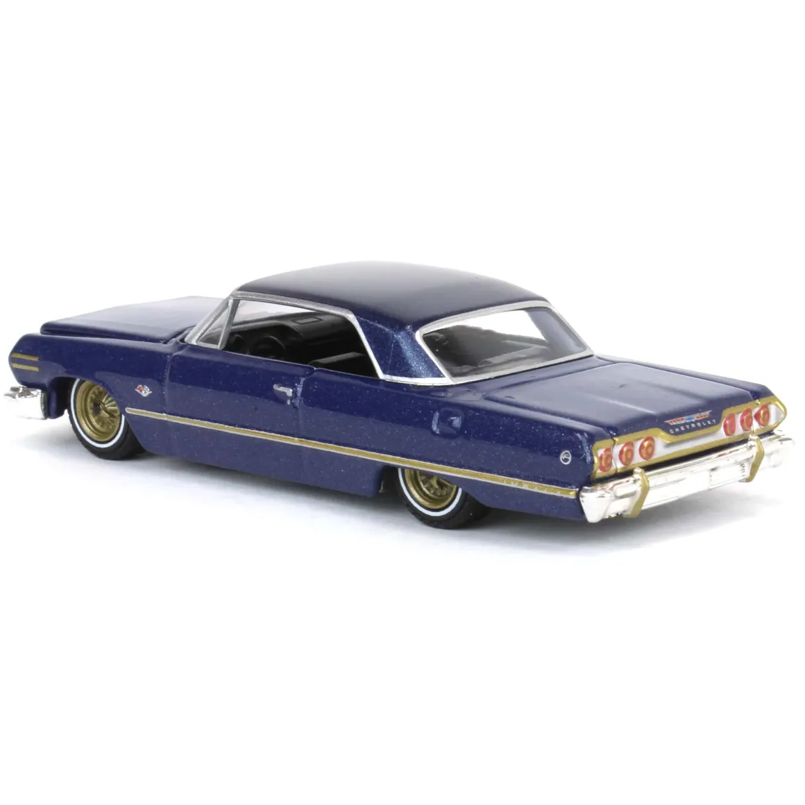 1/64 1963 Chevrolet Impala, Dark Blue & Gold, California Lowriders Series 5