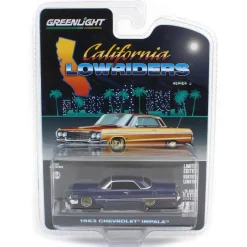 1/64 1963 Chevrolet Impala, Dark Blue & Gold, California Lowriders Series 5