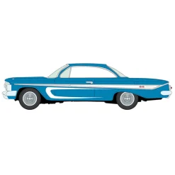 1/64 1961 Chevrolet Impala SS 409, Metallic Blue & White, Johnny Lightning Scrapin'