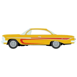 1/64 1961 Chevrolet Impala SS 409, Metallic Yellow & Red, Johnny Lightning Scrapin'