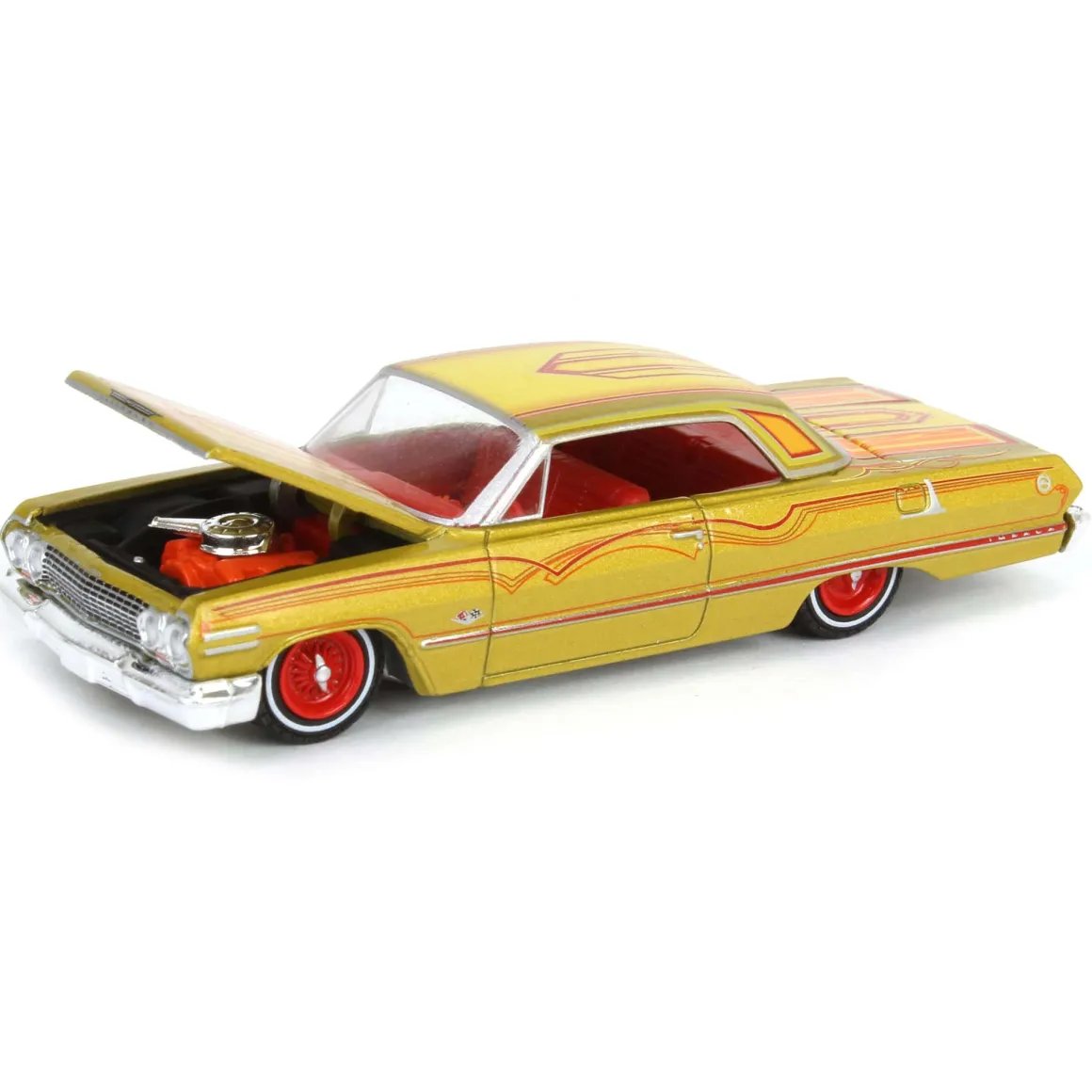 1/64 1963 Chevrolet Impala SS, Gold Metallic & Red, California Lowriders Series 4