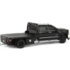 1/64 2018 Chevrolet Silverado 3500 Dually Flatbed Pickup Truck, Black, Collaboration Exclusive