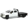 1/64 2018 Chevrolet Silverado 3500 Dually Flatbed Pickup Truck, White, Collaboration Exclusive