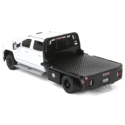 1/64 2018 Chevrolet Silverado 3500 Dually Flatbed Pickup Truck, White, Collaboration Exclusive