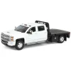1/64 2016 Chevrolet Silverado 3500 Flatbed Dually, White, B&B Toys Exclusive
