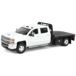 1/64 2016 Chevrolet Silverado 3500 Flatbed Dually, White, B&B Toys Exclusive