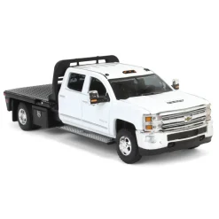 1/64 2016 Chevrolet Silverado 3500 Flatbed Dually, White, B&B Toys Exclusive