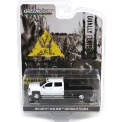 1/64 2016 Chevrolet Silverado 3500 Flatbed Dually, White, B&B Toys Exclusive