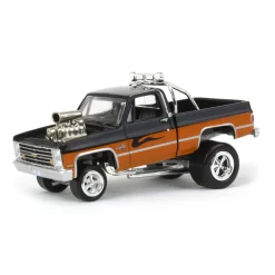 1/64 1985 Chevrolet Silverado, Black and Orange, Zingers, Johnny Lightning