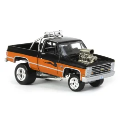 1/64 1985 Chevrolet Silverado, Black and Orange, Zingers, Johnny Lightning