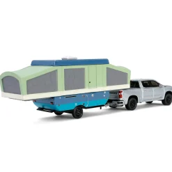1/64 2024 Chevrolet Silverado High Country with Pop-Up Camper, Sterling Gray, Hitch & Tow Series 32