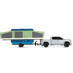 1/64 2024 Chevrolet Silverado High Country with Pop-Up Camper, Sterling Gray, Hitch & Tow Series 32