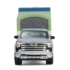 1/64 2024 Chevrolet Silverado High Country with Pop-Up Camper, Sterling Gray, Hitch & Tow Series 32