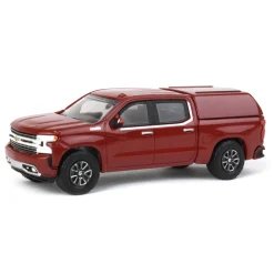 1/64 2022 Chevrolet Silverado LTD High Country with Camper Shell, Cherry Red, Showroom Floor Series 2