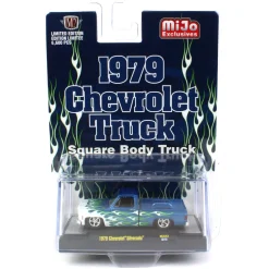 1/64 1979 Chevrolet Silverado Pickup Blue with Flames, M2 Machine MIJO Exclusive