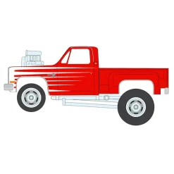 1/64 1987 Chevrolet Silverado Pickup, Bright Red, Johnny Lightning Zingers