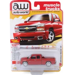 1/64 2006 Chevrolet Silverado SS Extended Cab Fleetside Pickup Truck, Victory Red, Auto World