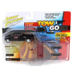 1/64 2022 Chevrolet Silverado with Tow Dolly, Hot Rod Customs, Johnny Lightning Tow & Go