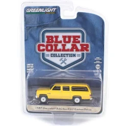 1/64 1987 Chevrolet Suburban K20 Custom Deluxe, Construction Yellow, Blue Collar Series 13