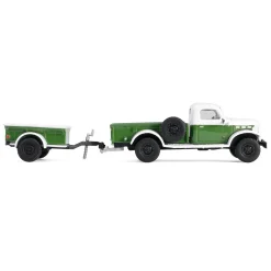 1/64 1950 Dodge Power Wagon with 1/4 Ton Cargo Trailer, Green & White, Hitch & Tow Series 32