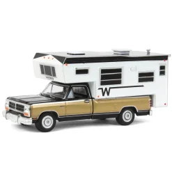 1/64 1990 Dodge Ram D-250 Royal SE with Winnebago Camper, Black and Sand