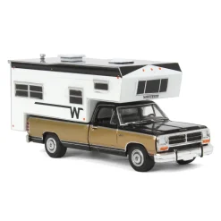 1/64 1990 Dodge Ram D-250 Royal SE with Winnebago Camper, Black and Sand