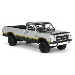 1/64 1992 Dodge Ram 1st Generation, Lifted, Silver & Black, Outback Toys Exclusive