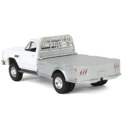 1/64 1985 Dodge Ram W350 Dually Flatbed Pickup Truck, White with Silver Flatbed, Diecast Direct Exclusive