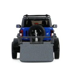 1/64 2021 Ford Bronco Black Diamond with Utility Trailer & Motorcycle, Velocity Blue, Hitch & Tow Series 32