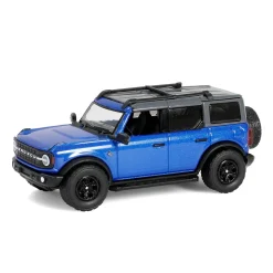 1/64 2021 Ford Bronco Black Diamond with Utility Trailer & Motorcycle, Velocity Blue, Hitch & Tow Series 32