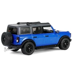 1/64 2021 Ford Bronco Black Diamond with Utility Trailer & Motorcycle, Velocity Blue, Hitch & Tow Series 32