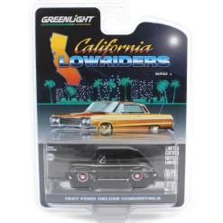 1/64 1947 Ford Deluxe Convertible Lowrider, Black & Red, California Lowriders Series 5