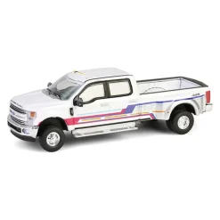1/64 2019 Ford F-350 Lariat Dually, White with Custom Stripes, Dually Drivers Series 16