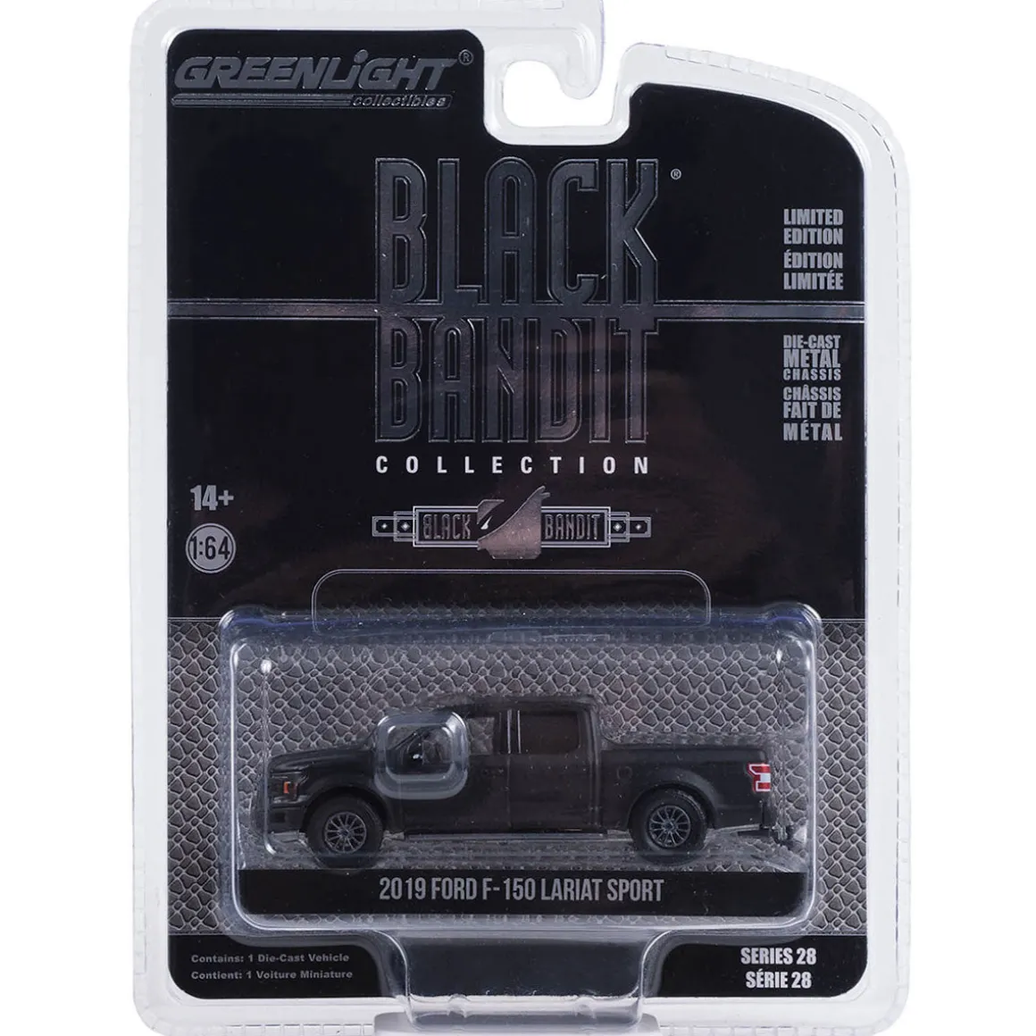 1/64 2019 Ford F-150 Lariat Sport, Black Bandit Series 28