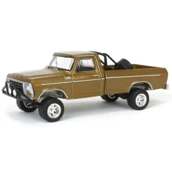 1/64 1979 Ford F250 Ranger Lifted with Rollbar Mounted Spare Tire, Gold Metallic, All-Terrain Series 16