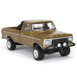 1/64 1979 Ford F250 Ranger Lifted with Rollbar Mounted Spare Tire, Gold Metallic, All-Terrain Series 16
