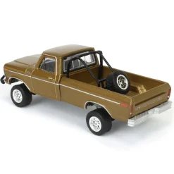 1/64 1979 Ford F250 Ranger Lifted with Rollbar Mounted Spare Tire, Gold Metallic, All-Terrain Series 16