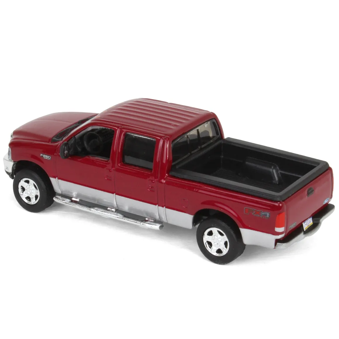1/64 2004 Ford F-250 Super Duty Crew Cab Pickup Truck, Toreador Red & Silver Two-Tone, LP Diecast Garage Exclusive