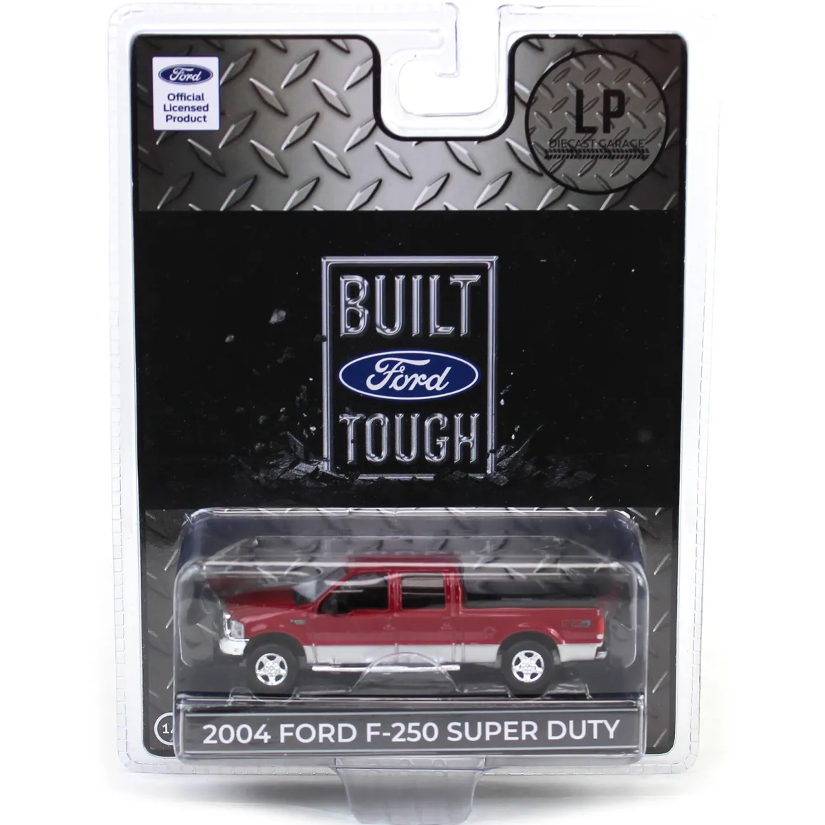 1/64 2004 Ford F-250 Super Duty Crew Cab Pickup Truck, Toreador Red & Silver Two-Tone, LP Diecast Garage Exclusive