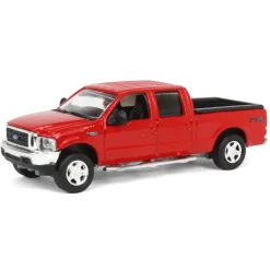1/64 2004 Ford F-250 Super Duty Crew Cab Pickup Truck, Bright Red, LP Diecast Garage Exclusive