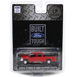 1/64 2004 Ford F-250 Super Duty Crew Cab Pickup Truck, Bright Red, LP Diecast Garage Exclusive