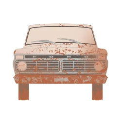 1/64 1973 Ford F-100 with Drop-In Tow Hook, Weathered White, Blue Collar Collection Series 14