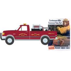 1/64 1990 Ford F-250 with Fire Equipment, Hose & Tank, Smokey Bear Series 3