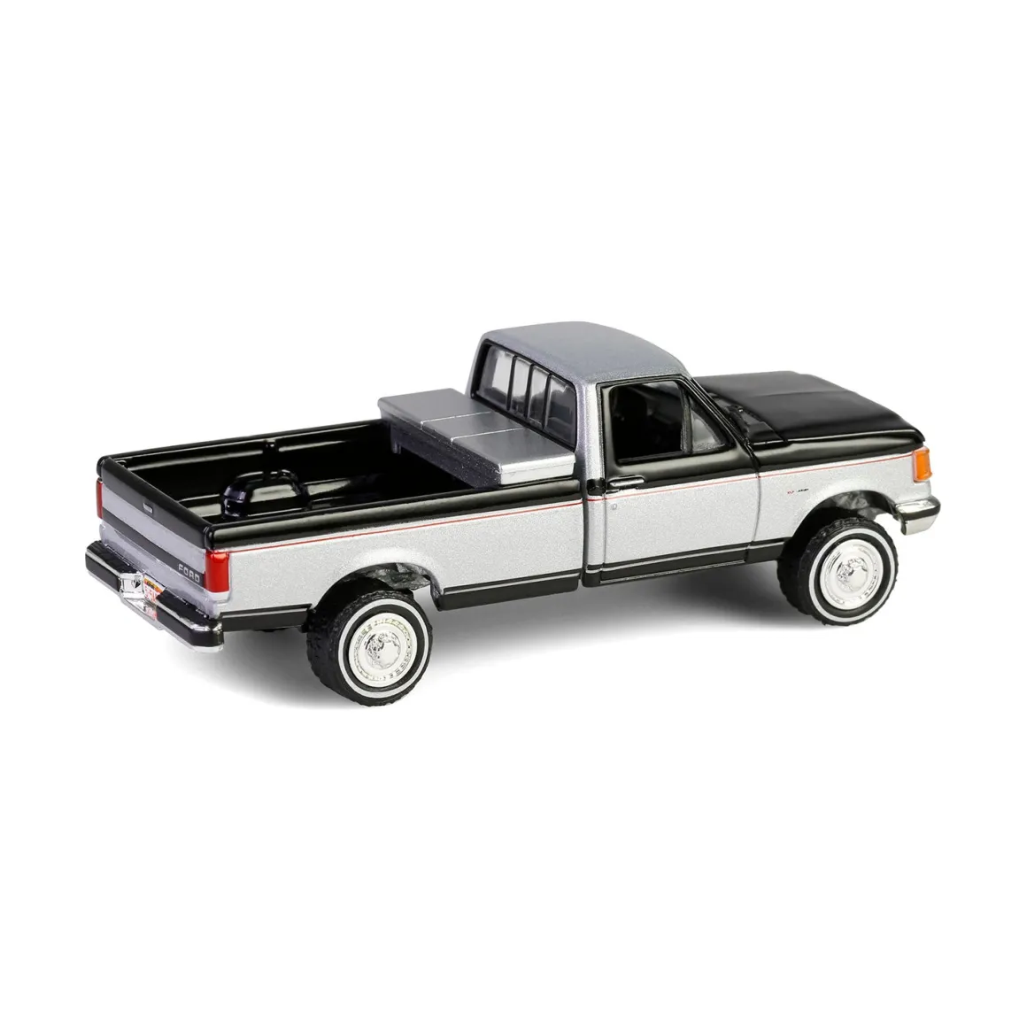1/64 1990 Ford F-250 with Tool Box, Raven Black & Medium Silver Metallic Combination Two-Tone, Down on the Farm Series 10