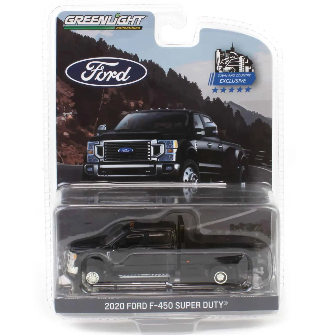 1/64 2020 Ford F-450 XLT Super Duty Dually Flatbed, Agate Black, Town & Country Exclusive