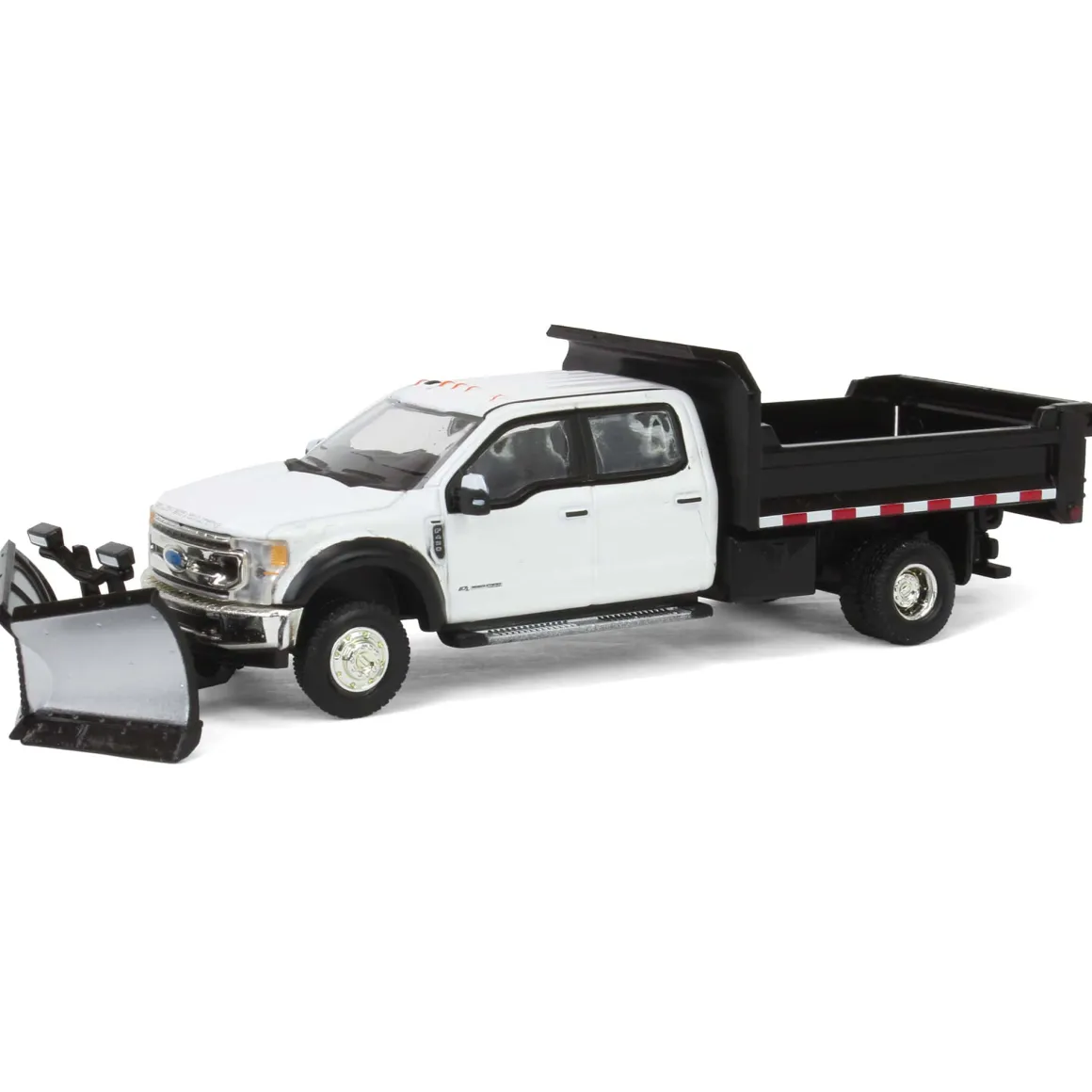 1/64 2020 Ford F-450 XLT Super Duty Dually with V-Plow & Dump Bed, Oxford White, Town & Country Exclusive