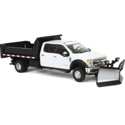 1/64 2020 Ford F-450 XLT Super Duty Dually with V-Plow & Dump Bed, Oxford White, Town & Country Exclusive