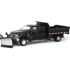 1/64 2020 Ford F-450 XLT Super Duty Dually with V-Plow & Dump Bed, Agate Black, Town & Country Exclusive