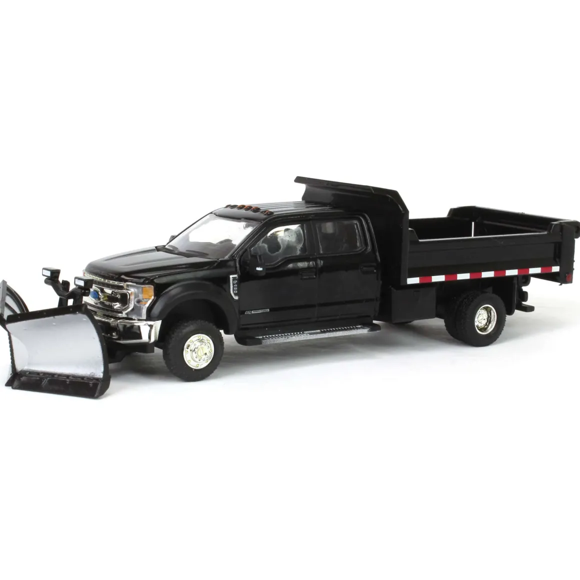 1/64 2020 Ford F-450 XLT Super Duty Dually with V-Plow & Dump Bed, Agate Black, Town & Country Exclusive